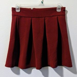 Gently Pleated Red Skirt with Zipper detail